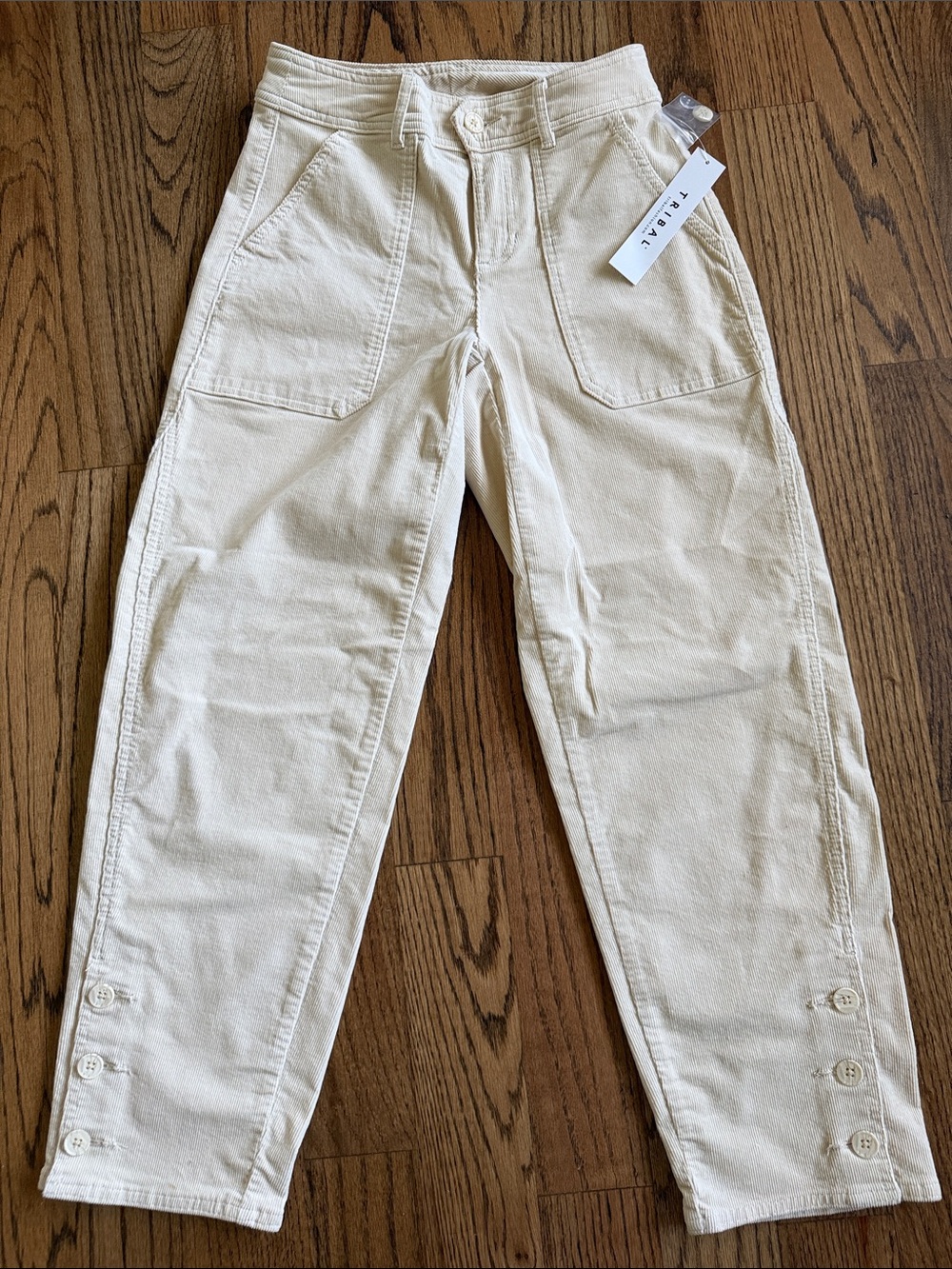 Tribal Cream Cargo Pants with Button Ankle